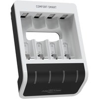 Ansmann Comfort Smart Batteria per uso domestico USB, Caricabatterie bianco/Nero, Nichel-Metallo Idruro (NiMH), Stilo AA, Mini Stilo AAA