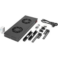 Digitus Unità di ventilazione sul soffitto per un'installazione variabile da 483 mm (19"), Modulo fan Nero, Pannello per ventola, Nero, 2 ventola(e), 276 m³/h, 1,8 m, IP20