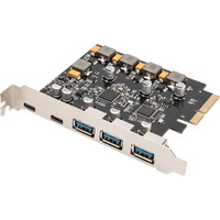 Digitus Scheda PCIe 2x USB-C + 3x USB A, Scheda di interfaccia 