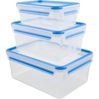 Emsa 508567 recipiente per cibo Rettangolare Scatola Trasparente 3 pz, Casella trasparente/Blu, Scatola, Rettangolare, Trasparente, Polipropilene (PP), Elastomero Termoplastico (TPE), Germania, 195 mm