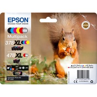 Epson Squirrel Multipack 6-colours 378XL / 478XL Claria Photo HD Ink, Inchiostro Resa elevata (XL), Nero, Ciano, Magenta, Giallo, Rosso, Grigio, 11,2 ml, 9,3 ml, 1 pz, Confezione multipla