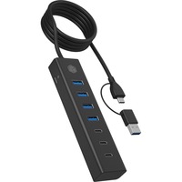 ICY BOX IB-HUB1737-C3 USB 3.2 Gen 1 (3.1 Gen 1) Type-C 5000 Mbit/s Nero, Hub USB Nero, USB 3.2 Gen 1 (3.1 Gen 1) Type-C, USB 3.2 Gen 1 (3.1 Gen 1) Type-A, USB 3.2 Gen 1 (3.1 Gen 1) Type-C, 5000 Mbit/s, Nero, Alluminio, Cina