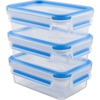 Emsa 508558 recipiente per cibo Rettangolare Scatola 1 L Blu, Trasparente 3 pz, Casella trasparente/Blu, Scatola, Rettangolare, 1 L, Blu, Trasparente, Polipropilene (PP), Elastomero Termoplastico (TPE), Germania