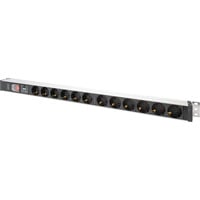 Digitus Multipresa PDU con profilo in alluminio, 12 prese, Ciabatta Nero/alluminio