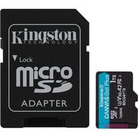 Kingston Scheda microSDXC Canvas Go Plus Gen4 200MB/s A2 U3 V30 da 1 TB + adattatore, Scheda di memoria Nero, 1 TB, MicroSD, Classe 10, UHS-I, 200 MB/s, 160 MB/s