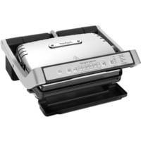 Tefal GC707D Griglia di contatto, Come contattare con grill argento/Nero, Nero, Acciaio inox, Rettangolare, Griglia, 600 cm², Alluminio pressofuso, 2000 W