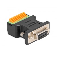 DeLOCK Presa D-Sub 9 pin > adattatore a morsettiera con pulsante Nero