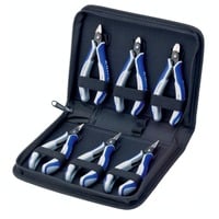 KNIPEX Set di pinze elettroniche di precisione, 6 pezzi, Set pinze grigio/Blu