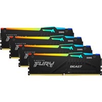 Kingston FURY FURY Beast 128 GB 5600 MT/s DDR5 CL40 DIMM (Kit da 4 moduli) RGB XMP, Memoria Nero, 128 GB, 4 x 32 GB, DDR5, 288-pin DIMM