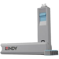 Lindy 40465 clip sicura Bloccaporte + chiave USB tipo-C Blu Acrilonitrile butadiene stirene (ABS) 1 pz, Castello Bloccaporte + chiave, USB tipo-C, Blu, Acrilonitrile butadiene stirene (ABS), 1 pz, 10 g