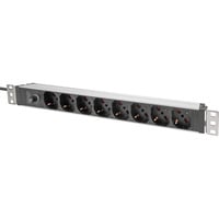 Digitus Multipresa 19" con profilo in alluminio, 8 uscite italiane, 1U, Ciabatta rosso/alluminio