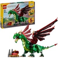 LEGO Creator 3 in 1 31161 Drago Medievale Giocattolo, Si Trasforma in Serpente o Fenice, Animali da Costruire per Bambini 9+, Giochi di costruzione Si Trasforma in Serpente o Fenice, Animali da Costruire per Bambini 9+, Set da costruzione, 9 anno/i, Plastica, 715 pz, 944 g