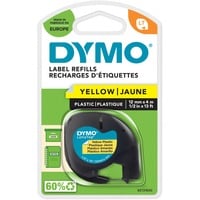 Dymo LetraTag etichette originali in plastica | rotolo da 12 mm x 4 m | stampa nera su giallo | LT etichette autoadesive per etichettatrice LetraTag | 1 pezzo, Nastro di scrittura Nero su giallo, Poliestere, Belgio, DYMO, LetraTag 100T, LetraTag 100H, 1,2 cm