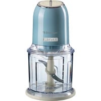 Ariete 438, Tritatutto Vintage, Chopper e Tritaghiaccio, 2 velocità, 4 lame in Acciaio Inox, Tazza graduata 600 ml, 400 W, BeigeTritatutto a 2 velocità , 2 pulsanti e 4 lame in Acciaio Inox. Tritaverdure e Tritaghiaccio. Tazza graduata da 600ml., Trituratore celeste/crema