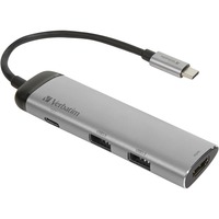 Verbatim 49140 replicatore di porte e docking station per laptop USB 3.2 Gen 1 (3.1 Gen 1) Type-C, Hub USB argento/Nero, USB 3.2 Gen 1 (3.1 Gen 1) Type-C, USB 3.2 Gen 1 (3.1 Gen 1) Type-C, Metallo, USB, 3 A, 5 - 40 °C