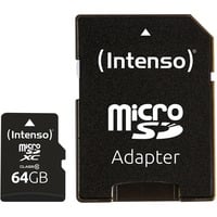Intenso 64GB MicroSDHC MicroSDXC Classe 10, Scheda di memoria 64 GB, MicroSDXC, Classe 10, 25 MB/s, Resistente agli urti, A prova di temperatura, Impermeabile, A prova di raggi X, Nero