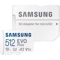Samsung MB-MC512S 512 GB MicroSDXC UHS-I, Scheda di memoria bianco, 512 GB, MicroSDXC, UHS-I, 160 MB/s, Class 3 (U3), V30