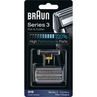 Braun Series 3 Testina di ricambio 31S color argento - Compatibile con i rasoi della Serie 3, Lama argento, Testina per rasatura, 1 testina/e, Nero, Plastica, Metallo, Braun, geschikt voor de scheerapparaten 390cc, 370, 5895, 5875