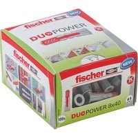 fischer Dübel DUOPOWER 8x40 LD, Tassello grigio chiaro/Rosso
