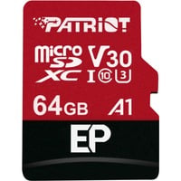Patriot PEF64GEP31MCX memoria flash 64 GB MicroSDXC Classe 10, Scheda di memoria Nero/Rosso, 64 GB, MicroSDXC, Classe 10, 100 MB/s, 80 MB/s, Class 3 (U3)