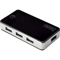 Digitus Hub 7 porte USB 2.0, Hub USB Nero/Argento, USB 2.0, 480 Mbit/s, Nero, Argento, Cina, 5 V, 85 mm