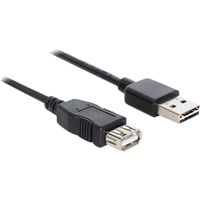 DeLOCK EASY-USB 2.0-A - USB 2.0-A, 2m cavo USB USB A Nero, Cavo di prolunga Nero, 2m, 2 m, USB A, USB A, USB 2.0, Maschio/Femmina, Nero