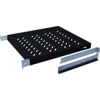 Digitus Ripiano con rotaie per il montaggio variabili per installazione fissa su armadi da 483 mm (19"), Il vano inferiore Nero, Nero, 50 kg, 1U, Turchia, 48,3 cm (19"), 482 mm