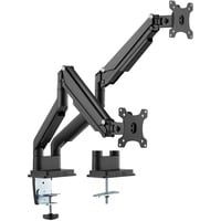 Digitus Porta monitor universale doppio con molla a gas e montaggio a incastro, Base per monitor Nero, Morsa, 9 kg, 38,1 cm (15"), 81,3 cm (32"), 100 x 100 mm, Nero
