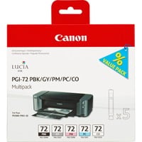 Canon Cartucce d'inchiostro Multipack PGI-72 PBK/GY/PM/PC/CO Resa standard, Grigio, Nero per foto, Ciano per foto, Magenta per foto, 5 pz, 430 pagine, 510 pagine, Confezione multipla