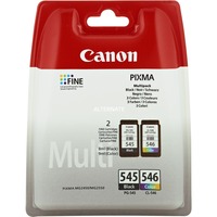 Canon Cartucce d'inchiostro Multipack PG-545 BK / Cl-546 C/M/Y Resa standard, Nero, Ciano, Magenta, Giallo, 2 pz, Confezione multipla