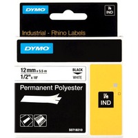 Dymo Rhino Etichette in poliestere permanenti industriali | 12 mm x 5,5 m | Stampa nera su bianco | Autoadesive | per stampanti di etichette Rhino e LabelManager, Nastro di scrittura 5 m | Stampa nera su bianco | Autoadesive | per stampanti di etichette Rhino e LabelManager, Nero su bianco, Multicolore, Poliestere, -40 - 150 °C, UL 969, DYMO