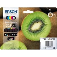 Epson Kiwi Multipack 5-colours 202XL Claria Premium Ink, Inchiostro Resa elevata (XL), Nero, Nero per foto, Ciano, Magenta, Giallo, Inchiostro a base di pigmento, Inchiostro colorato, 13,8 ml, 8,5 ml