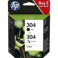 HP Confezione da 2 cartucce di inchiostro nero/in tricromia originali 304 Resa standard, Nero, Ciano, Magenta, Giallo, Inchiostro a base di pigmento, Inchiostro colorato, 4 ml, 2 ml